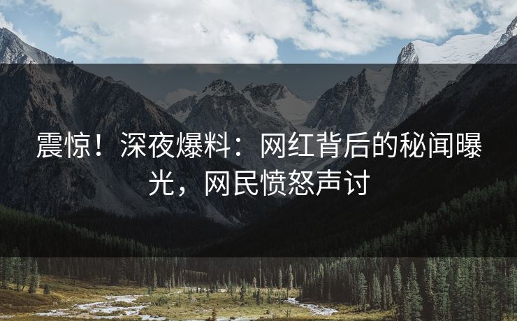 震惊！深夜爆料：网红背后的秘闻曝光，网民愤怒声讨