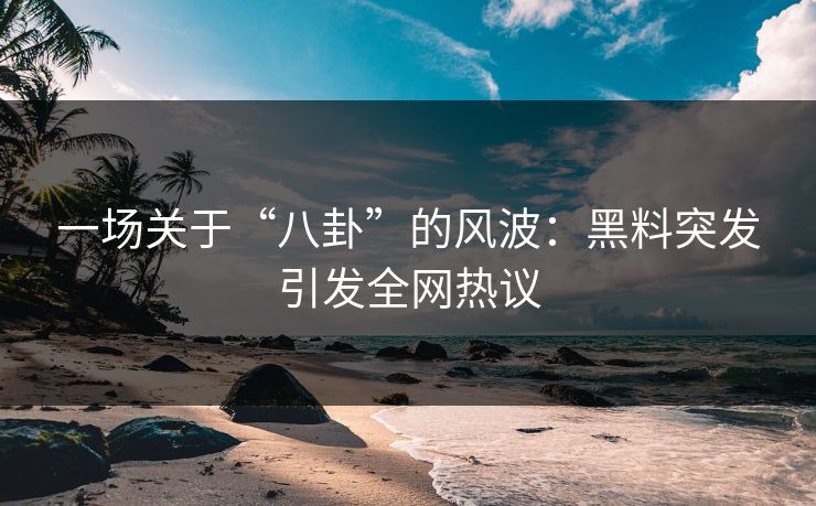 一场关于“八卦”的风波：黑料突发引发全网热议