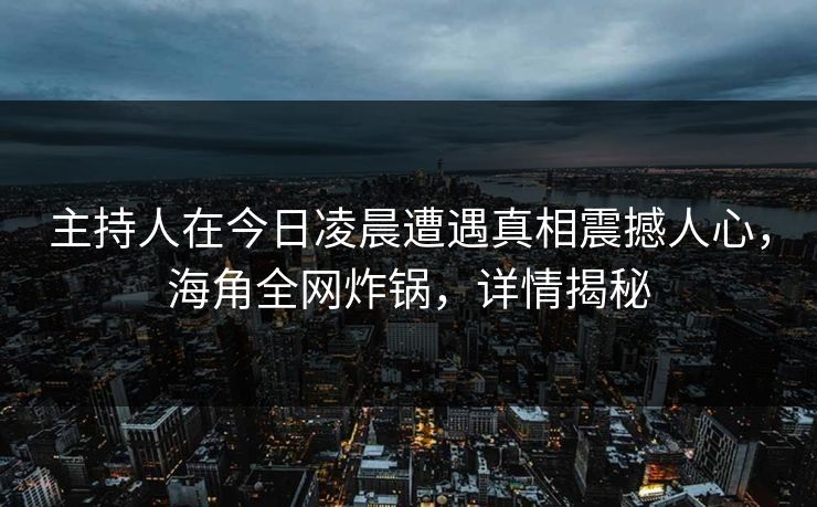 主持人在今日凌晨遭遇真相震撼人心，海角全网炸锅，详情揭秘
