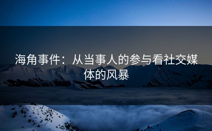 海角事件：从当事人的参与看社交媒体的风暴