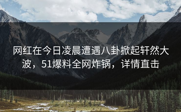 网红在今日凌晨遭遇八卦掀起轩然大波，51爆料全网炸锅，详情直击
