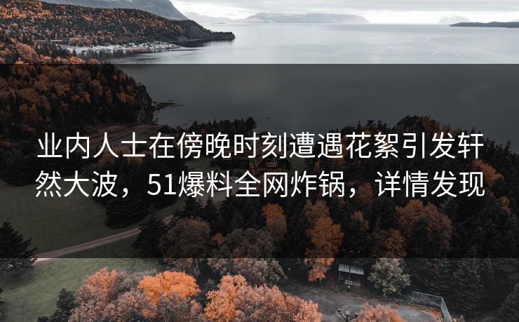 业内人士在傍晚时刻遭遇花絮引发轩然大波，51爆料全网炸锅，详情发现